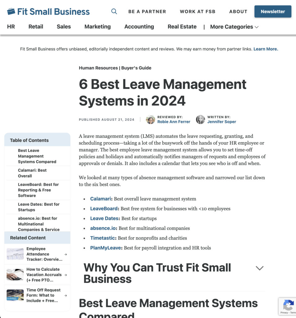 fitsmallbusiness.com "6 best leave management systems" article